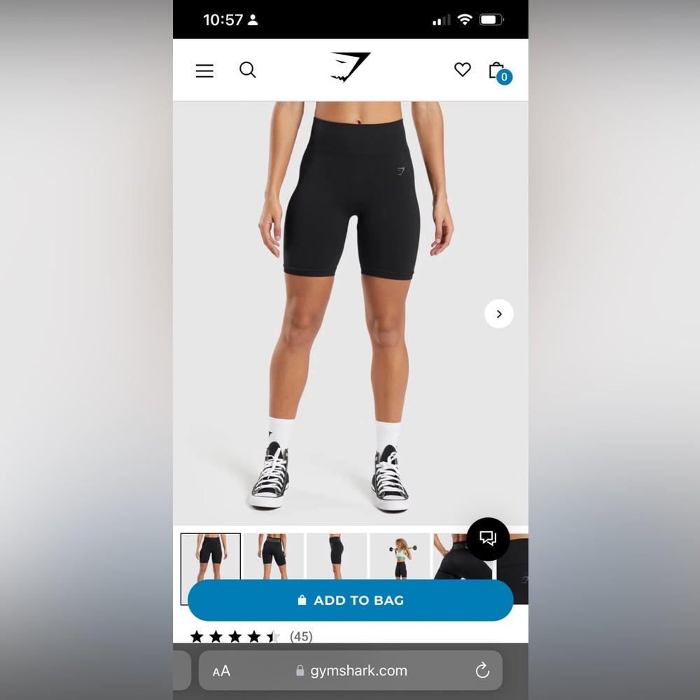 Gymshark Navy Blue Flex high-waisted cycling shorts, size large